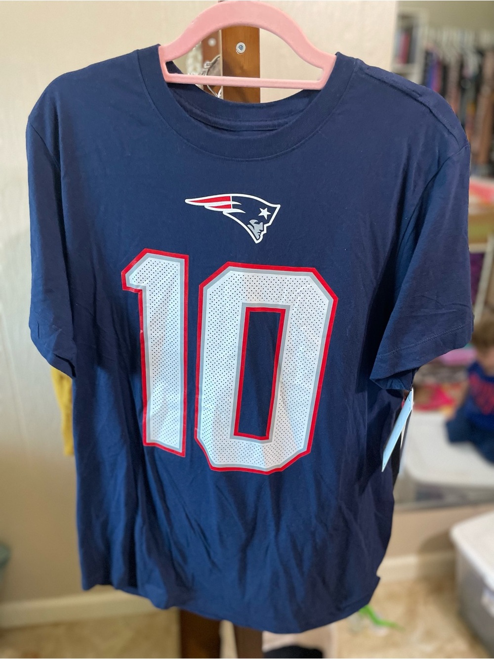 Nike Navy New England Patriots Kids Short Sleeve Tee with White & Red Number 10